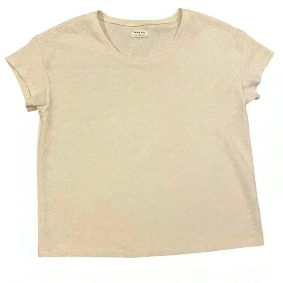 Tommy John Women's Zen Waffle Tee in Cream/White Size Small - Picture 5 of 11